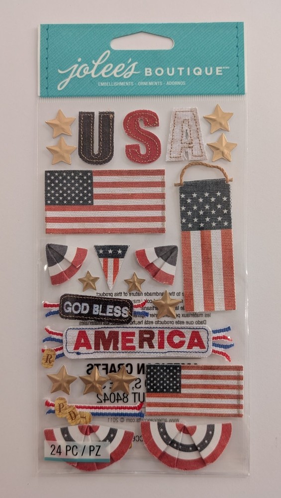 Jolee’s God Bless America USA Flags Patriotic July 4th Scrapbooking Stickers