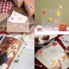 600Pcs Natural Flower Stickers,Self-Adhesive PVC Vintage Flower Stickers for Scr