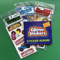 Vintage 80s Gordy Glitter Sticker Mini Album Scratch & Sniff Prism Silver Glow