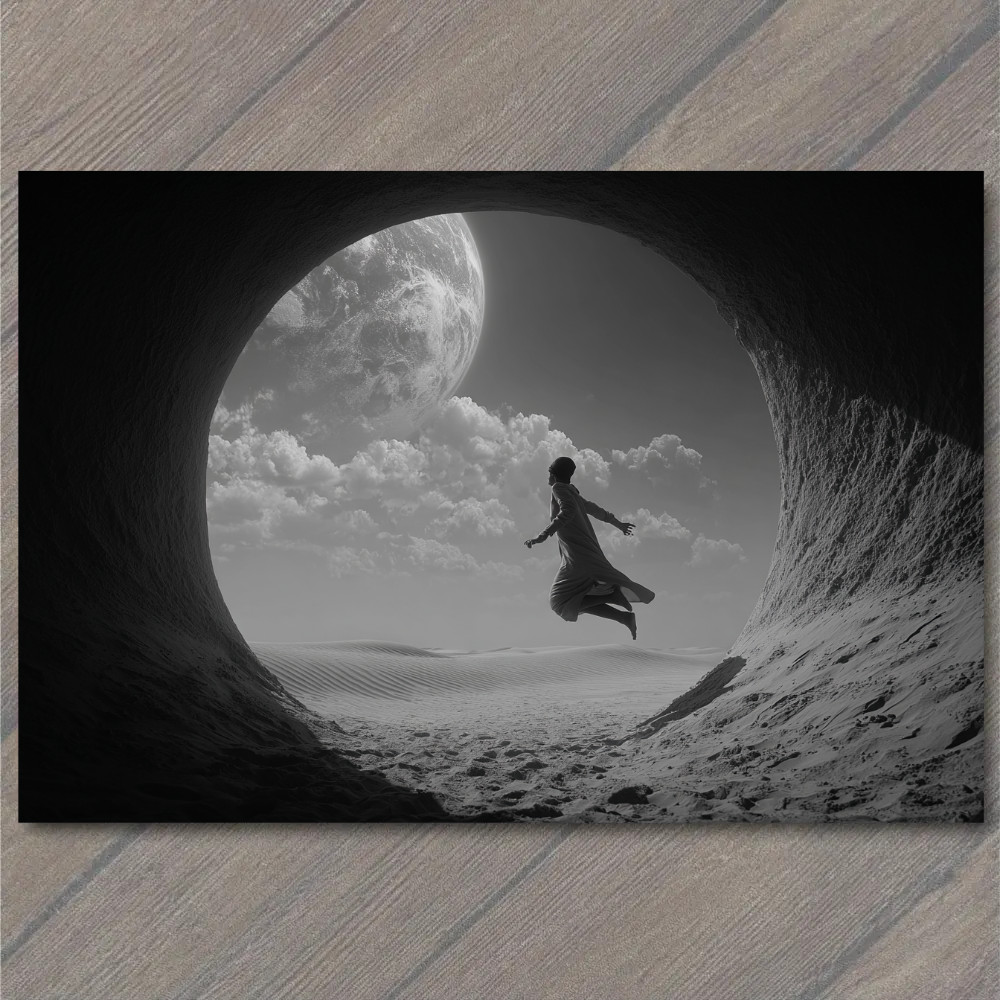 STICKER Moody Black White Sandstorm Woman Clouds Sci Fi Sky Portal Surreal