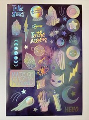 Celestial Magic Stickers Single Sheet of Stickers To The Moon Stars Crystal New