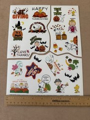 Charles Schulz Peanuts Snoopy Halloween Thanksgiving Sticker Sheet Large Format