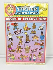 Vintage 80s Kids Stickers World Wrestling Teddies Okee Dokee Activity Pack Read