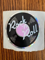 VTG 1980s Rock N Roll Vinyl Record Sticker Holographic Music Store Era