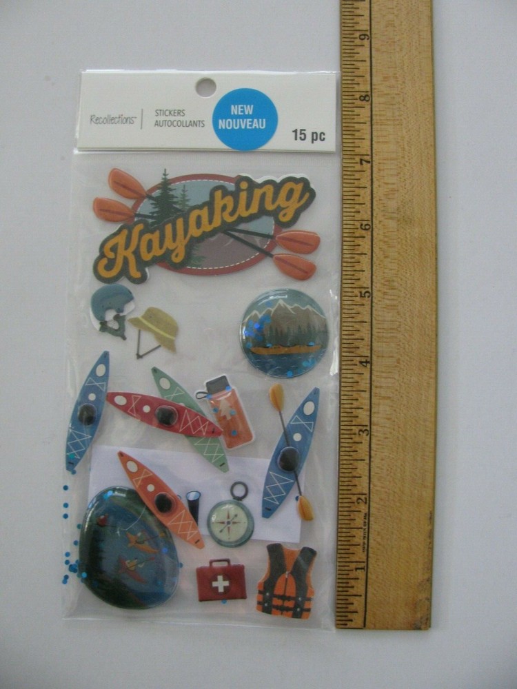 Recollections KAYAKING Dimensional Stickers 15 Pieces NIP