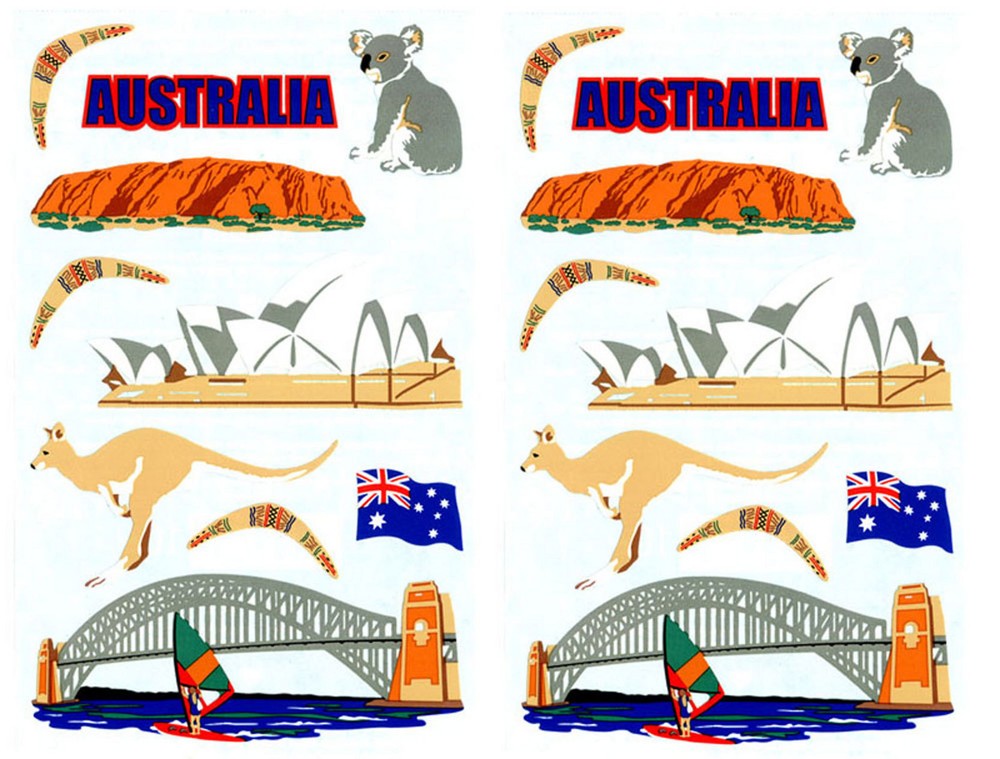 Mrs. Grossman’s AUSTRALIA Scrapbook Stickers! Koala Kangaroo Boomerang 2 Sheets