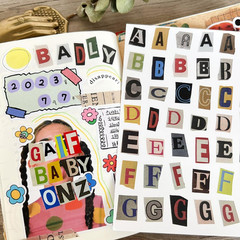 181Pcs / 4 Sheets English Alphabet Number Symbol Label Sticker Pack Vintage Scra