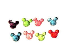 Lot of 80 Multicolor Sparkling Micky Mouse Flatbacks For Scrapbooking – NEW (#4)