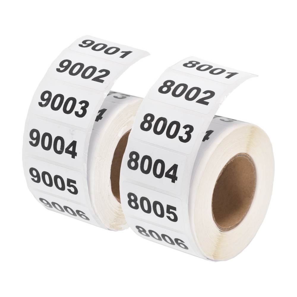 0.8×1.6″ Inventory Sticker, 2 Roll 8001-9000 & 9001-10000 Number Label 2000 Tags