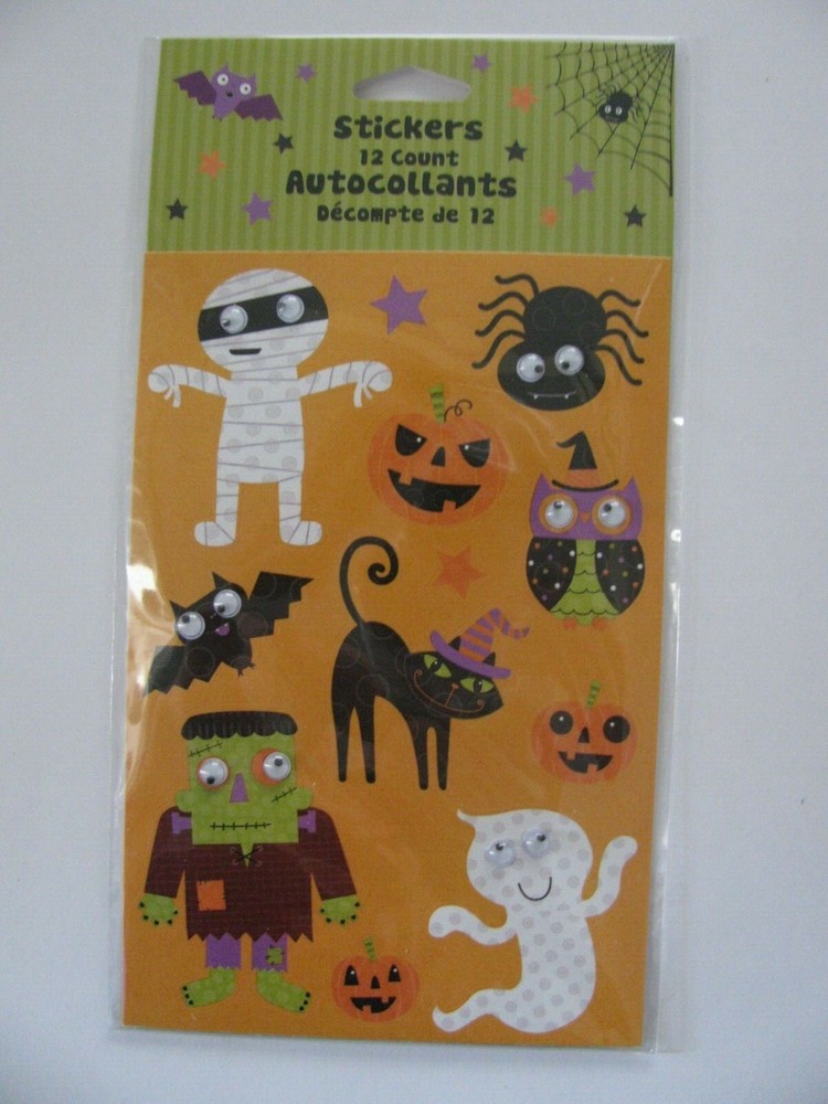 Studio 18 Stickers HALLOWEEN w/Wiggle Eyes 12 Pieces NIP