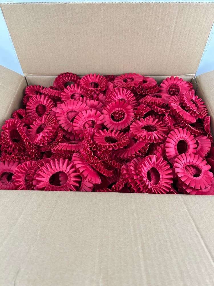 600 pc Case Of Red Polyester Satin Rosette For Ribbon Making