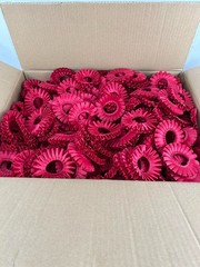 600 pc Case Of Red Polyester Satin Rosette For Ribbon Making