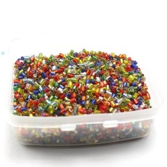 5000 pca Silver-Lined Glass Tube Bugle Beads 2X2mm + Storage Box Jewelry making