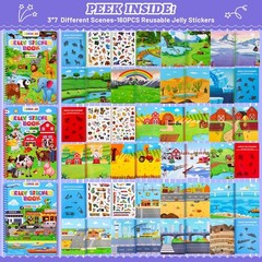 Waterproof Reusable Jelly Sticker Books for Toddlers 2-6 | Activity Travel Toys,