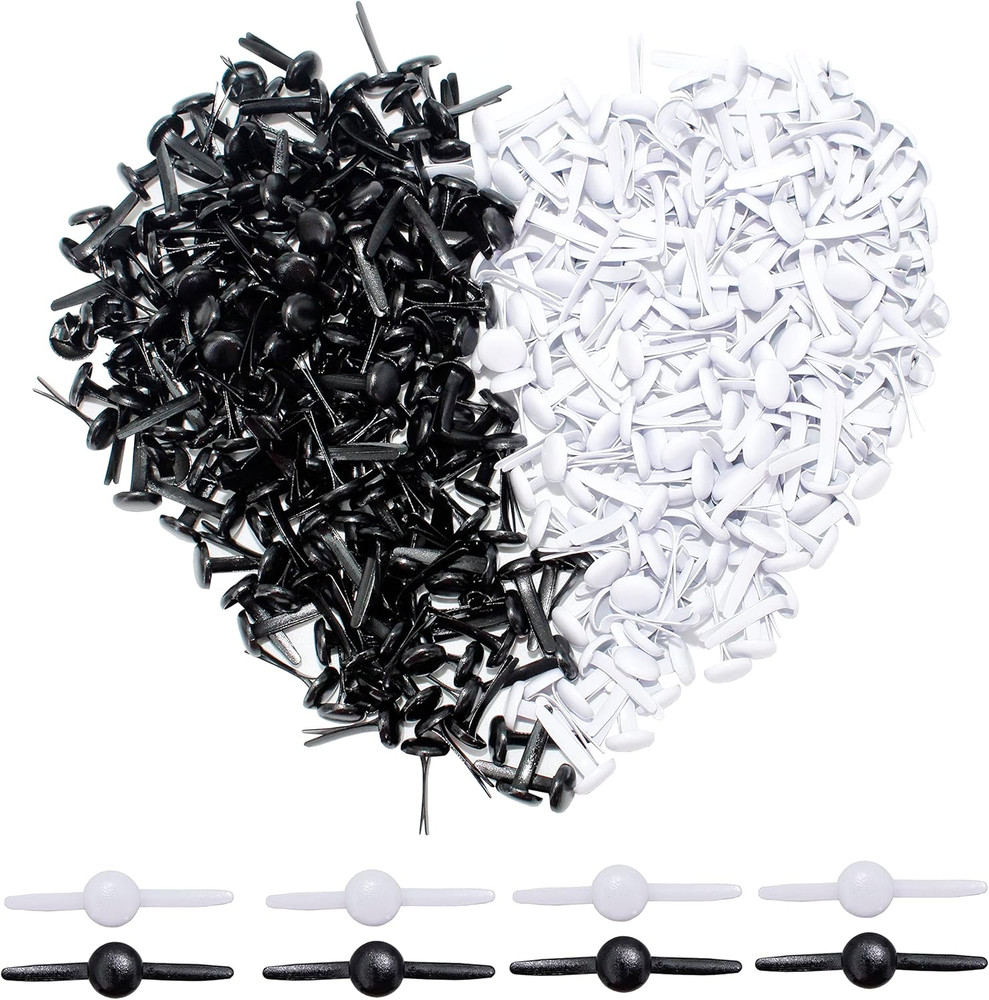 200pcs 8x15mm Black and White Metal Brads Paper Fastener Brads Scrapbooking Card