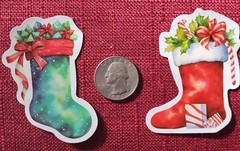50pc. CHRISTMAS STOCKING WATERPROOF VINYL STICKERS/DECALS