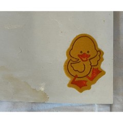 Vintage Easter Puffy Cloth Stickers Duck & Eggs W/ Faces Pastel Rare!