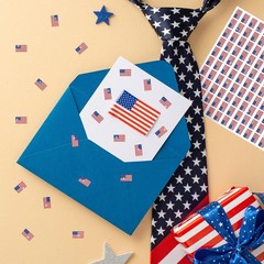 1200Pcs Patriotic July 4Th Mini Stickers Holographic American Flag Self Adhesive