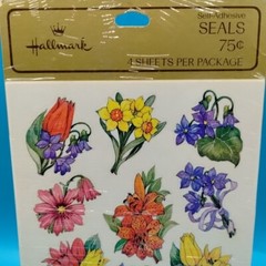 Vtg Hallmark Stickers Colorful Flowers Floral 4 Sheets New In Package 1979