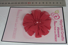 Ruffles Organza AMARANTH RED Flower – Red Centre 65-70mm Single MH AB NJC
