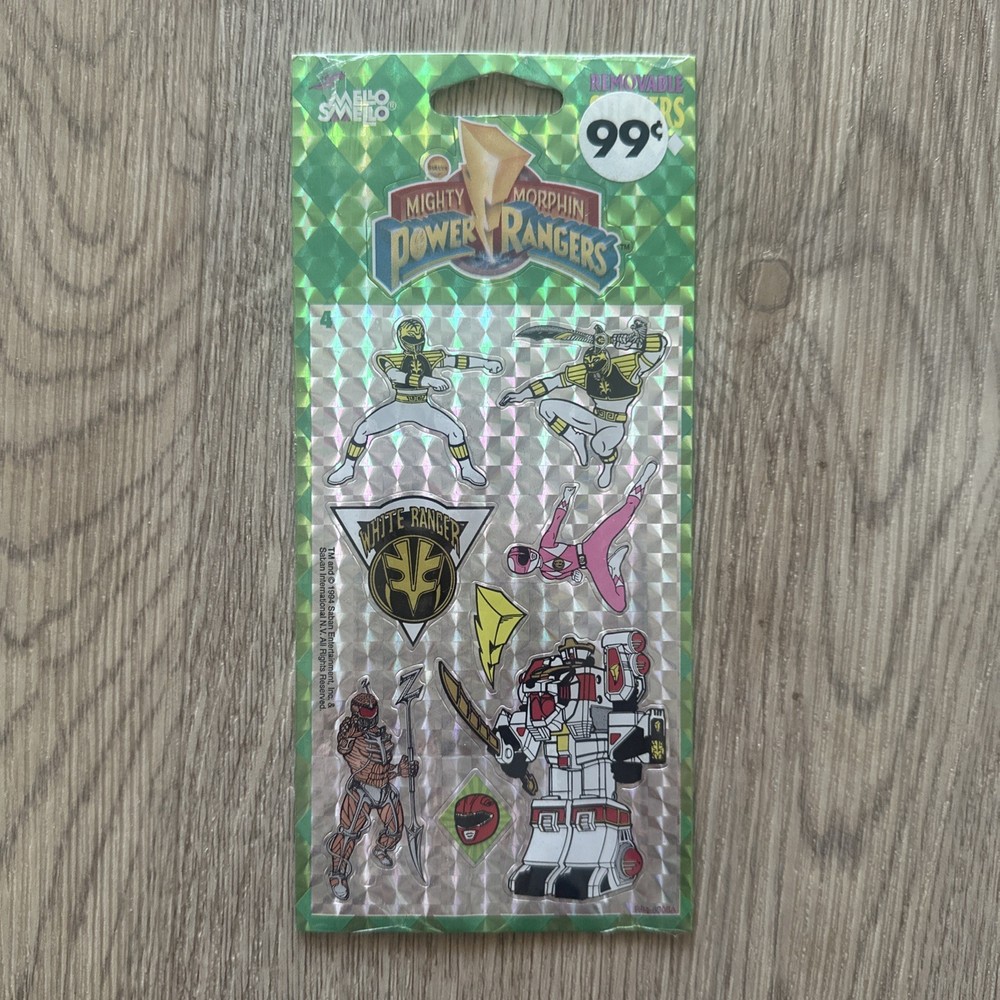 Vintage 1994 Mello Smello Mighty Morphin Power Rangers Stickers Mint New 1 Sheet