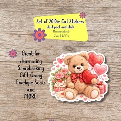 Teddy Bear Valentine Stickers | Cute Teddy Bear stickers , Cozy Whimsy Art