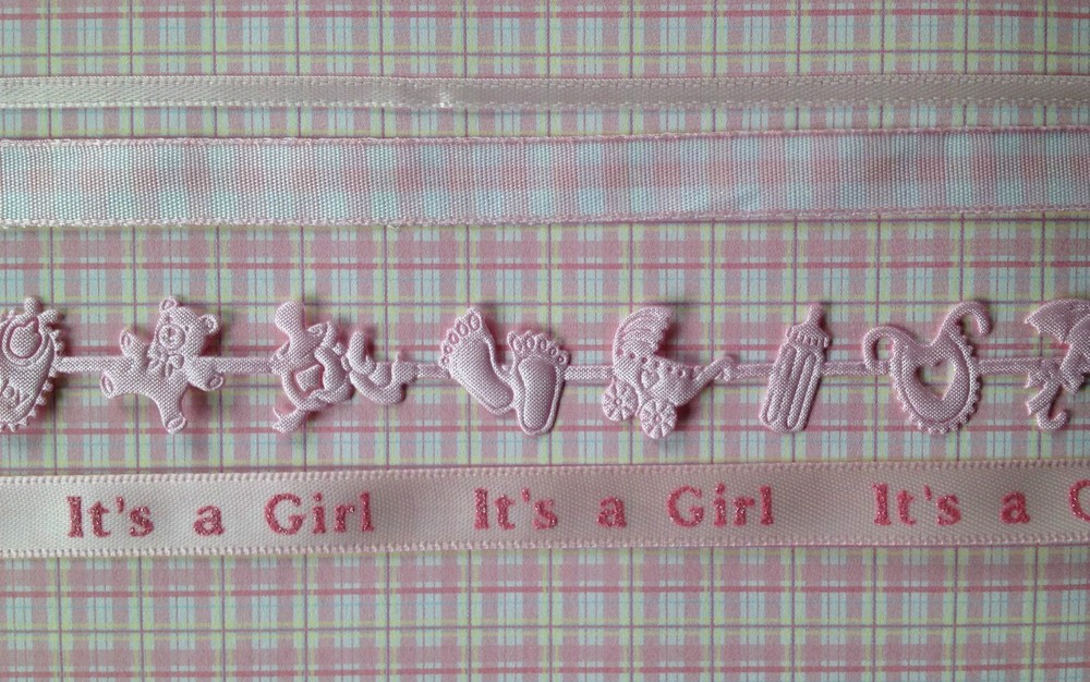 Lot Baby Girl pink Ribbon babies Announcements Scrapbook girls shower Favors