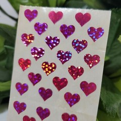 Vintage Sandylion Sticker Prismatic Pink Red Hearts Sparkle Old Back