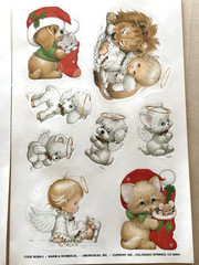Vtg Current Stickers Christmas Ruth Morehead Angel Puppy Kitten 2 Sheets 17