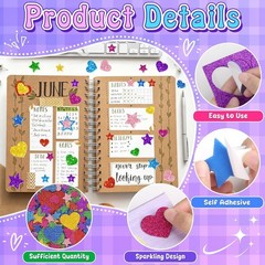 8-Color 1000PCS Glitter Foam Stickers Set – Heart & Star for Scrapbooking & DIY