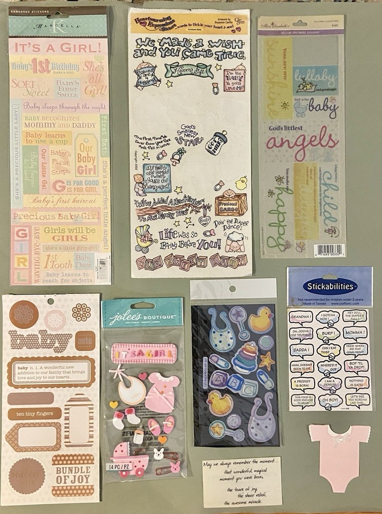 Lot of Baby Girl Stickers! Jolee’s Boutique, K & Company, Etc