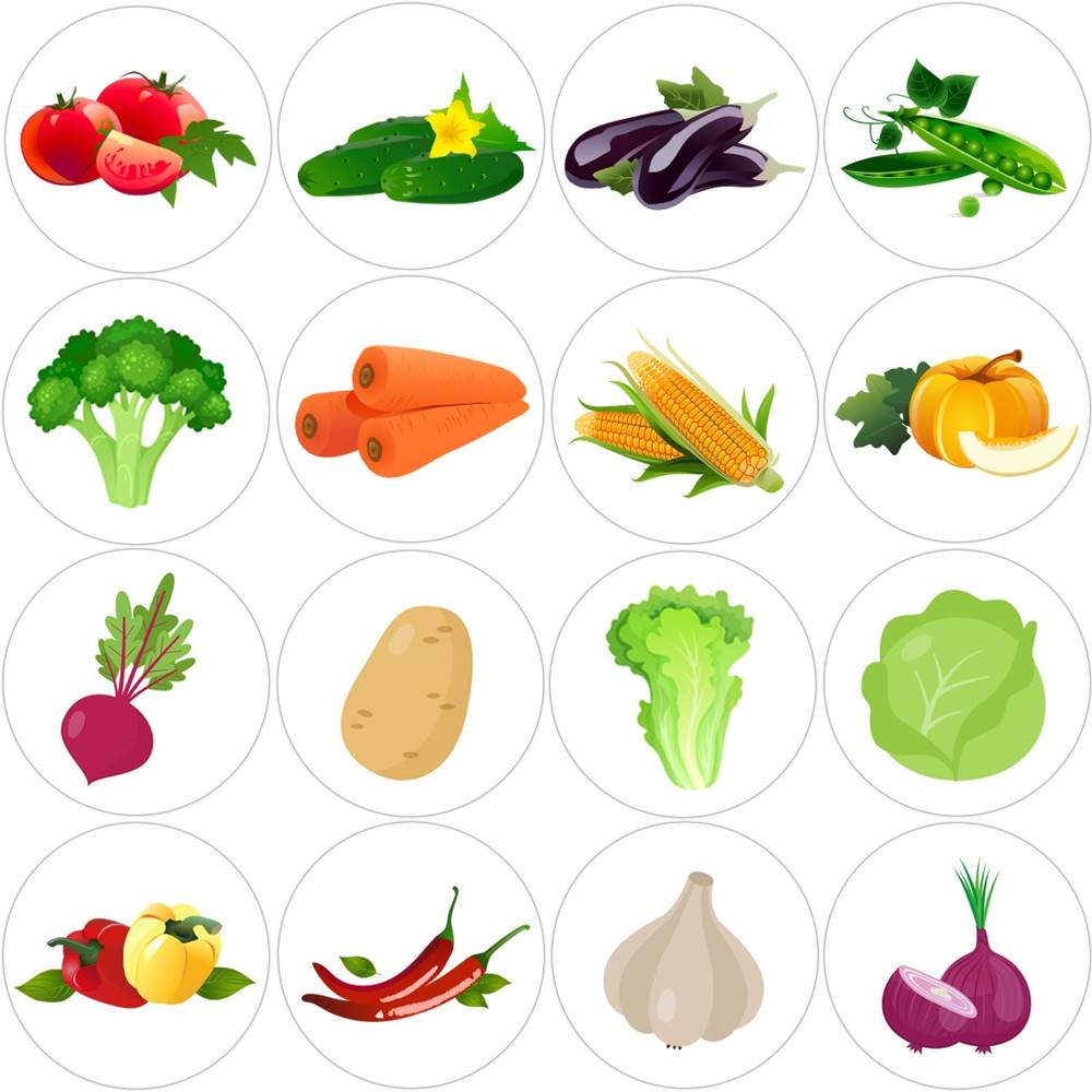 600 Pcs 1.5 Inch Cute Vegetable Stickers for Kids Birthday Party Rewards