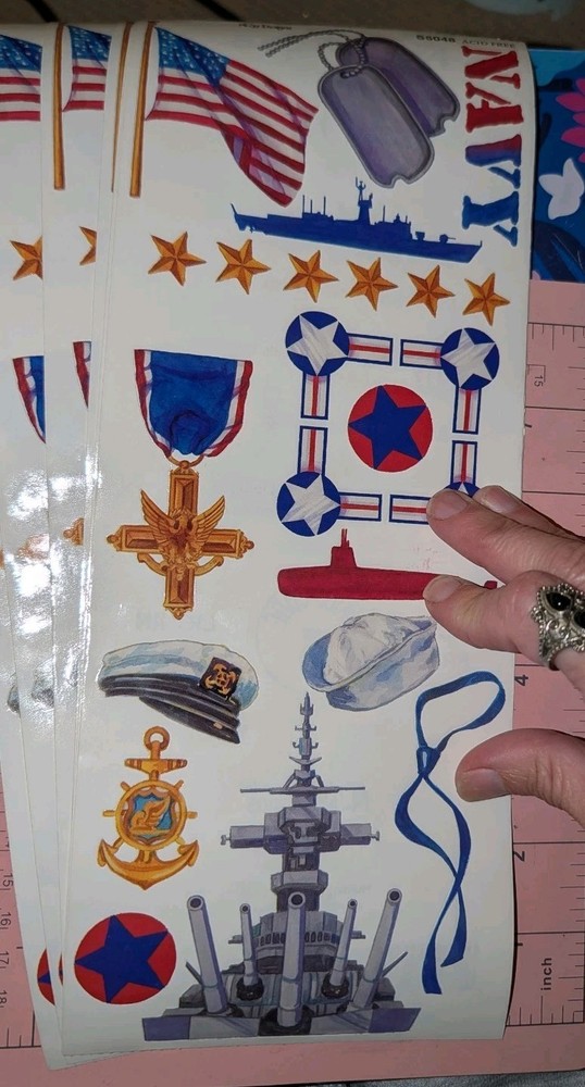 NRN Designs Stickers Sheet Navy Sticker Frames Lot Of 7 Large Sheets