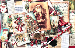 #23 NEW – VINTAGE JUNK JOURNAL 3D CHRISTMAS 60 pcs 3D KIT with Candy Cane Pen