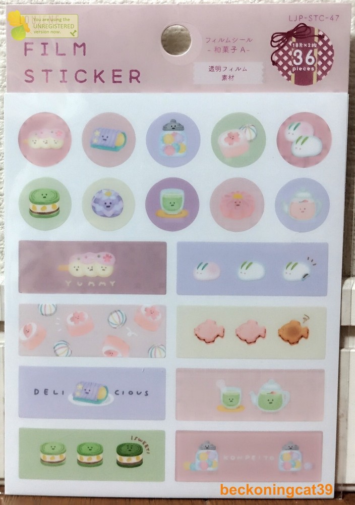 LOUJENE Tokyo Japanese Sweets Film Sticker 36 Sakura Red Bean Candy Spring JAPAN