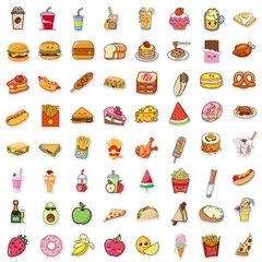 200 Pcs Cute Fast Food Stickers Self Adhesive Decorative Decals for Scrapbooking