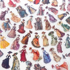100PCS Vintage Victorian Stickers Pack – Aesthetic Retro Clear Ephemera Sticke