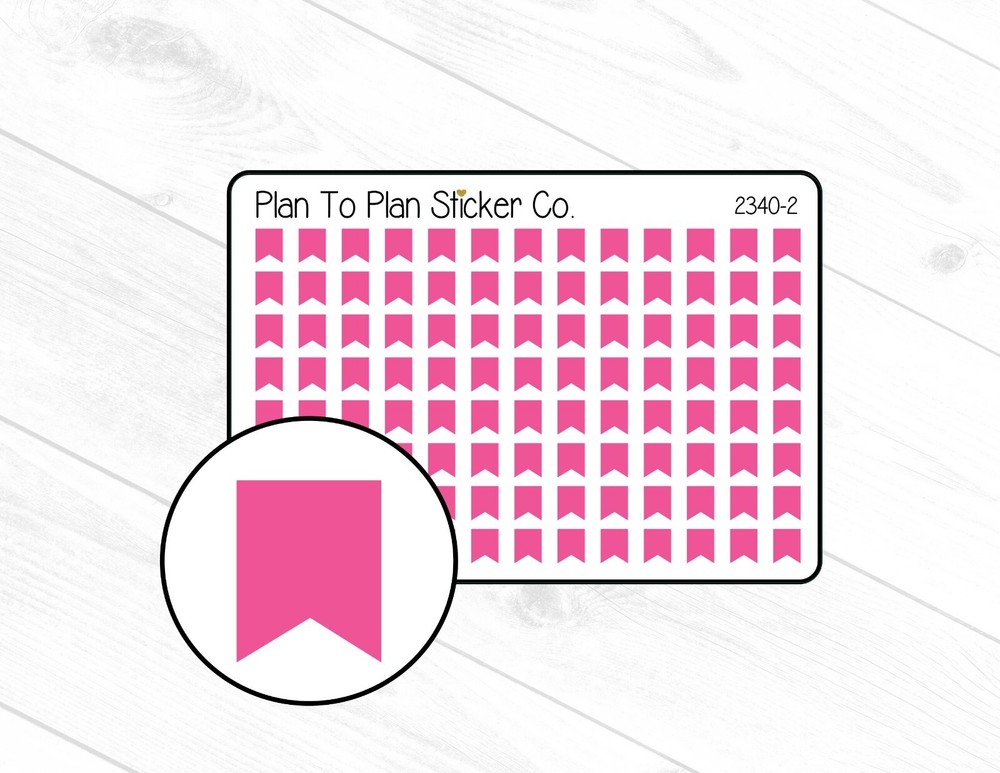 2340-2~~Dark Pink Mini Flags Planner Stickers.