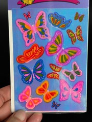 Rare Vintage Stickers NIP Sandy Lion Mother Of Pearl Opal Iridescent Butterfly