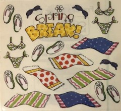 SPRING BREAK Jumbo Mylar Sticker(22pc)Frances Meyer Holiday•Beach•Towel•Flipflop