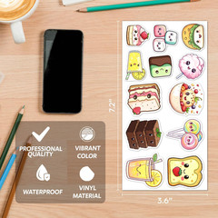 108Pcs Food Stickers Pack for Scrapbooking, Water Bottles, Laptops, and More