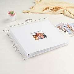 12×12 DIY Scrapbook Photo Album Linen Cover 3-Ring Binder 40 Sleeves White