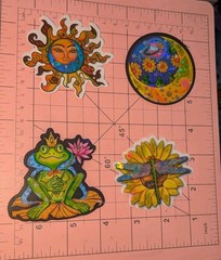 Vintage Stickers Celestial Sun Moon Frog LilyPad Sunflower Dragonfly Lot Vending