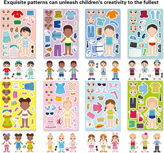 24 Sheets Make a Face and Dress up Stickers for Girls Boys, Make Your Own Sticke