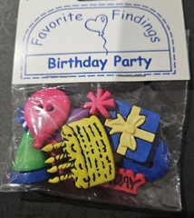 (NEW) BIRTHDAY PARTY Buttons for Crafts or Sewing #92 Favorite Findings