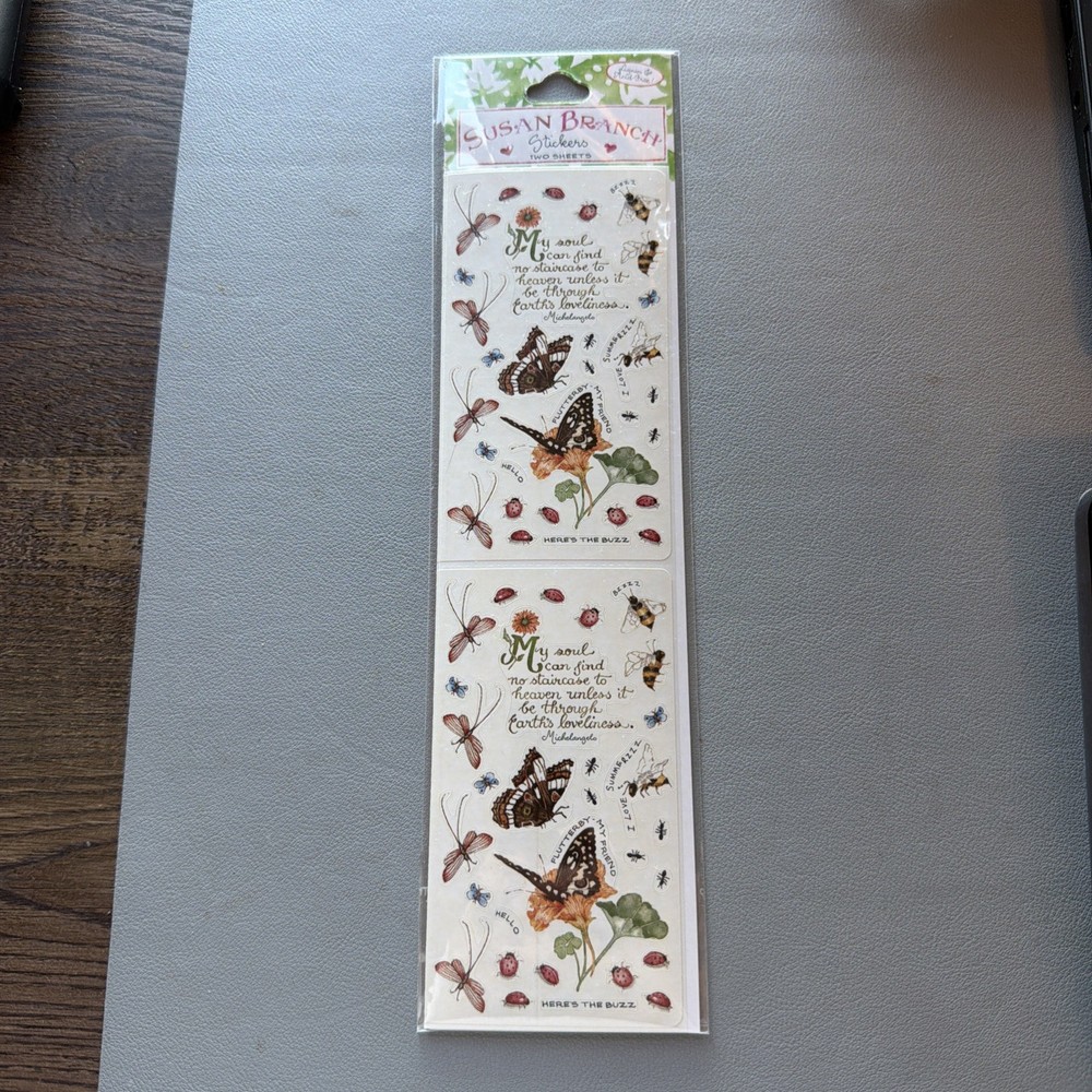 Susan Branch Butterflies Colorbok Stickers 2 Sheets Sealed Pack VTG Rare