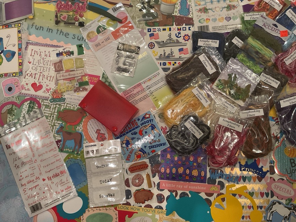 Huge Lot Art / Journal / scrapbooking 1025+ Supplies Stickers EMBELLISHMENTS NEW