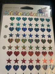 Vtg Stickopotamus Stickers Prism Hearts & Stars Small Colourful Shapes Rainbow