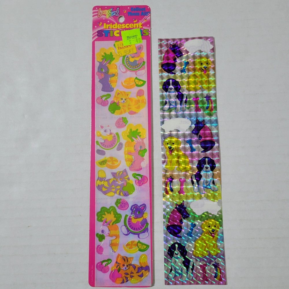 Vintage Lisa Frank Iridescent and Holographic Stickers Dogs Cats Fruit Veggies