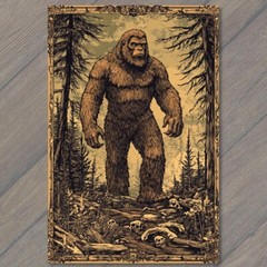 STICKER Bigfoot Walking Moonlit Forest Skulls Trees Mythical Creature Strange